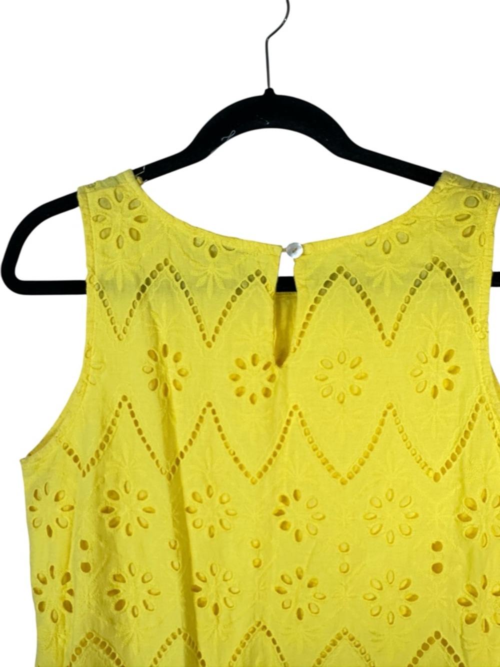 Valentina Naldi Eyelet High Low Dress Yellow Sleeveless Resort Medium Coastal - Picture 15 of 15